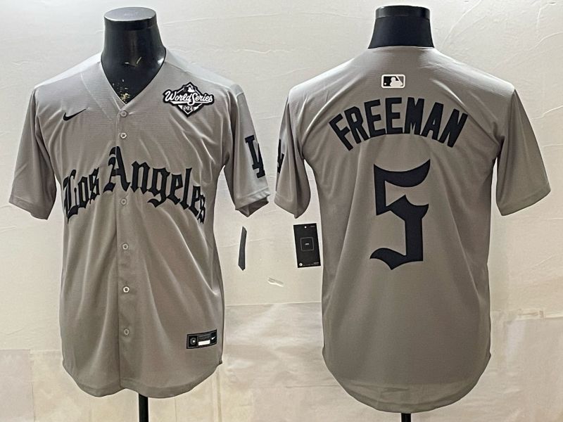 Men 2026 Los Angeles Dodgers #5 Freeman Grey Five generations Nike MLB Jersey style 0014